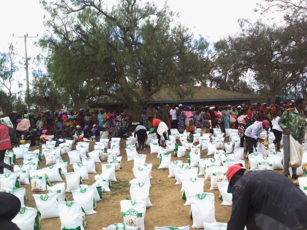 Relief food distribution in Tigania Meru